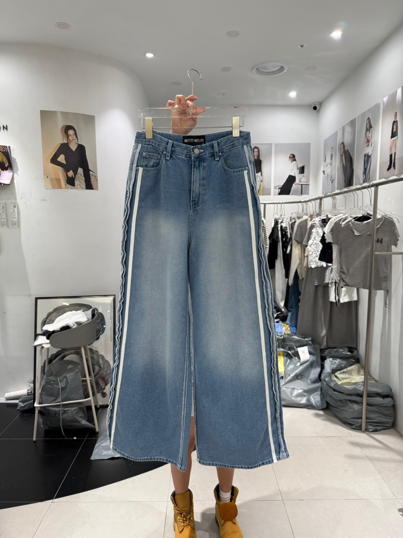 WATERMELON韓國直郵㊣女裝新品時尚推薦熱賣職業牛仔褲條紋de goyou牛仔褲