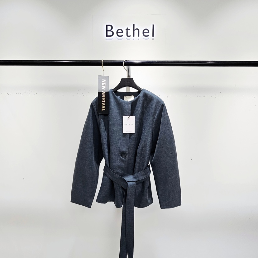 BETHEL韓國代購㊣女裝新款休閑25秋夏人氣推薦時尚夾克含腰帶BETHEL夾克