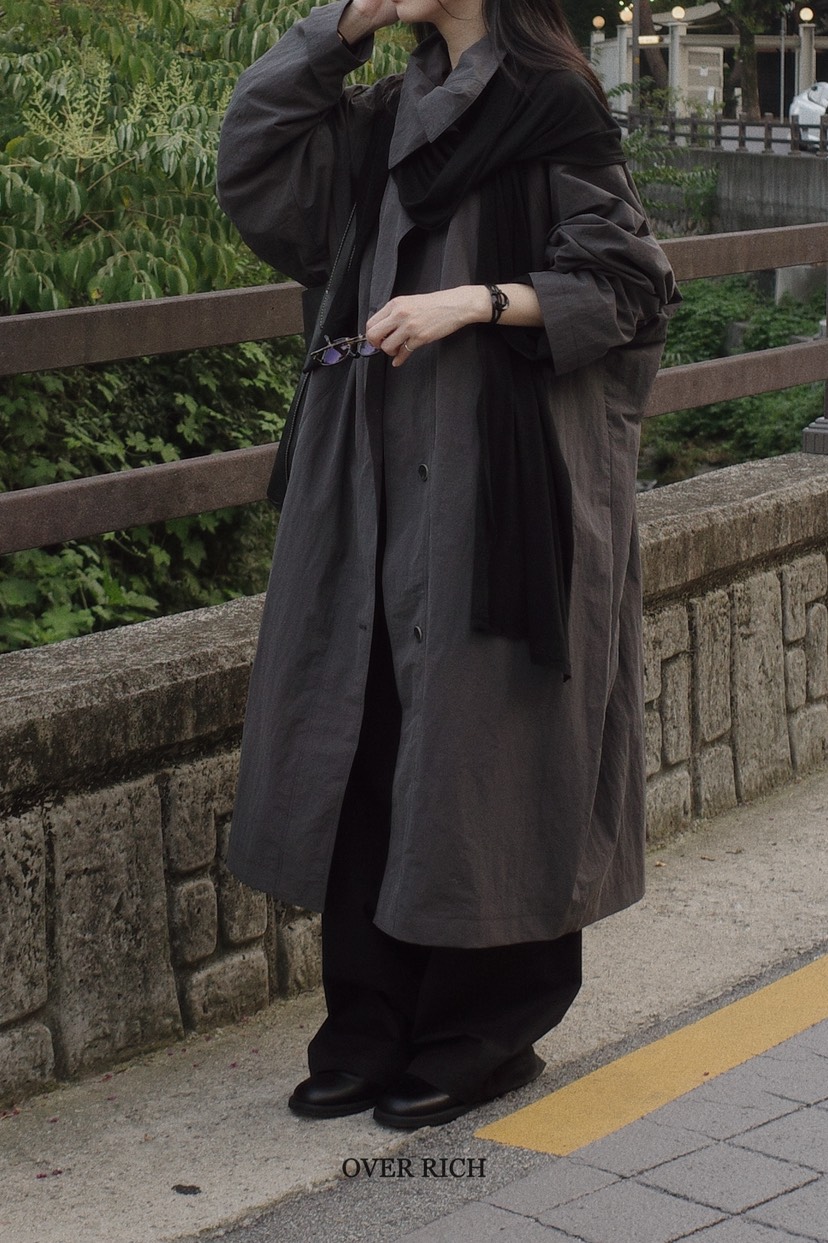 OVER RICH韓國直郵㊣女裝新品25秋冬時尚熱賣職業長款風衣OVER RICH長款風衣