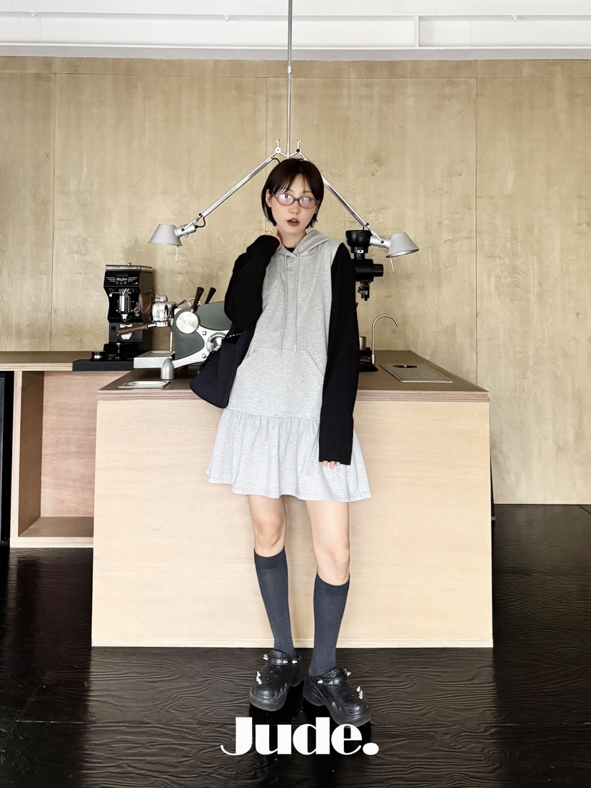 HEYJUDE韓國代購㊣女裝新品推薦人氣休閑熱賣時尚連衣裙連帽衫HEYJUDE連衣裙