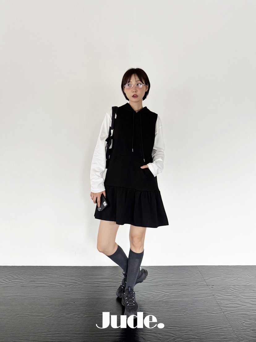 HEYJUDE韓國代購㊣女裝新品推薦人氣休閑熱賣時尚連衣裙連帽衫HEYJUDE連衣裙