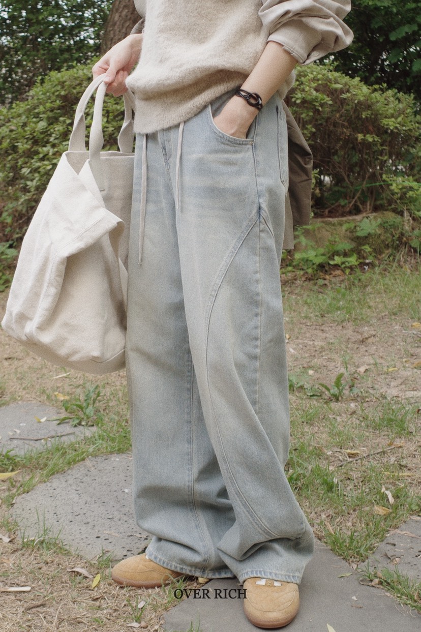 OVER RICH韓國代購㊣女士新品25秋冬職業人氣推薦時尚牛仔褲OVER RICH牛仔褲