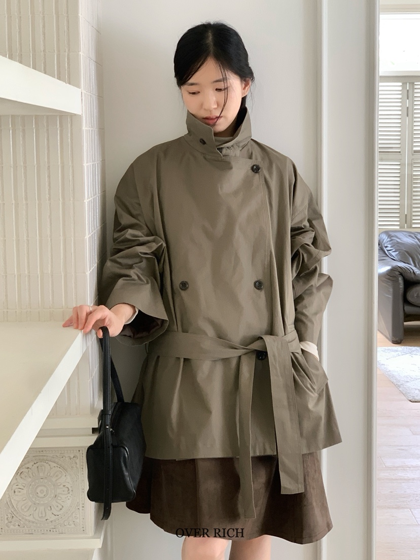OVER RICH韓國代購㊣女裝新品休閑真品熱賣25秋冬夾克含腰帶OVER RICH夾克