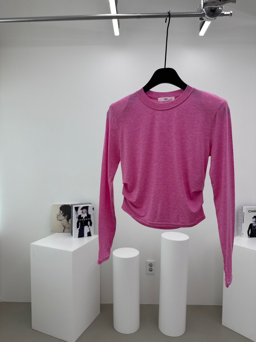 RED-A韓國代購㊣女裝新品時尚推薦真品人氣休閑長袖T恤褶皺RED-A長袖T恤圖色3