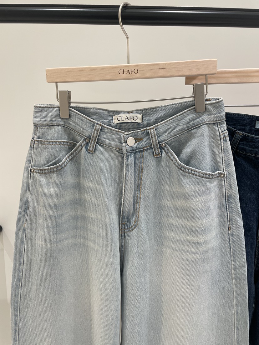 CLAFO韓國代購㊣女裝新品人氣職業推薦休閑牛仔褲水洗牛仔布CLAFO牛仔褲