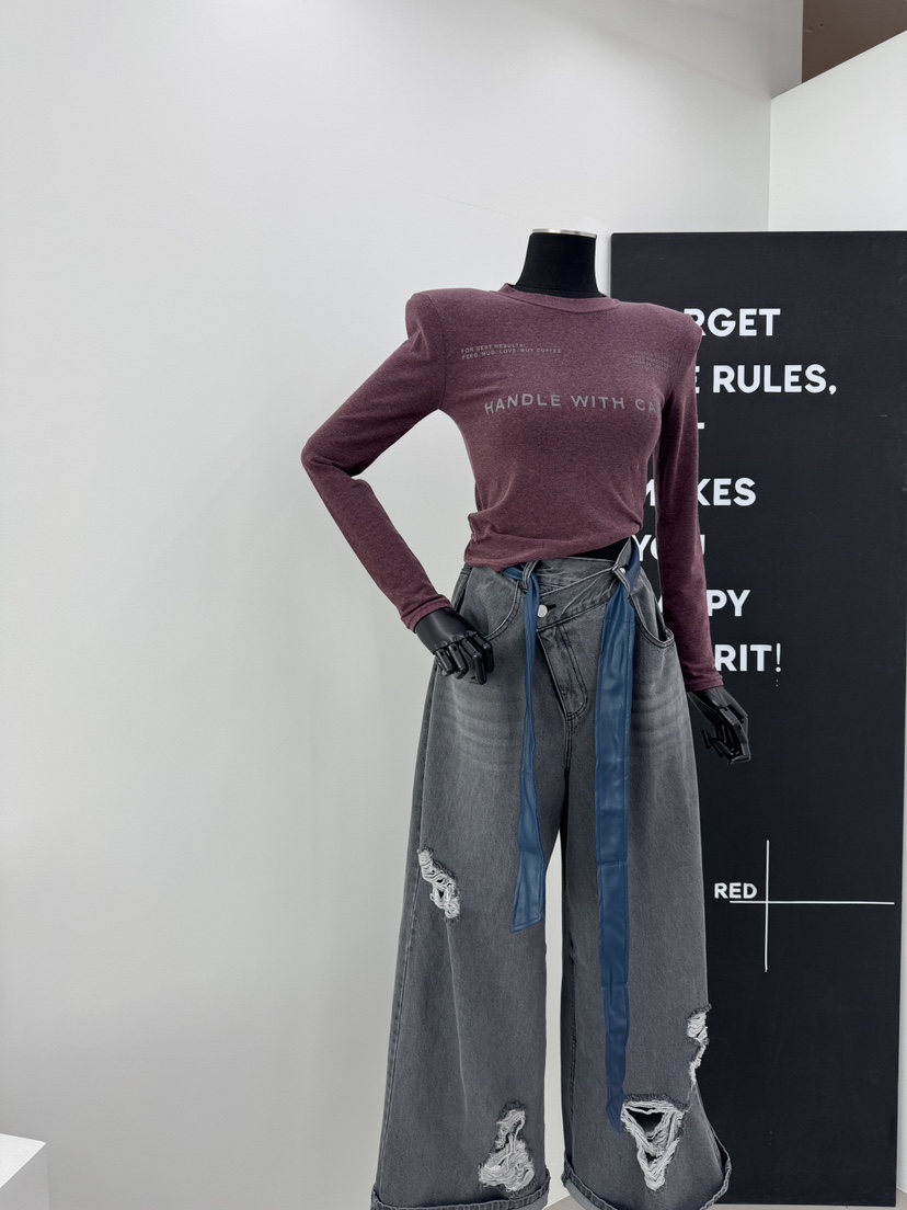 RED-A東大門㊣代購女士新品推薦人氣25秋冬職業時尚長袖T恤RED-A長袖T恤