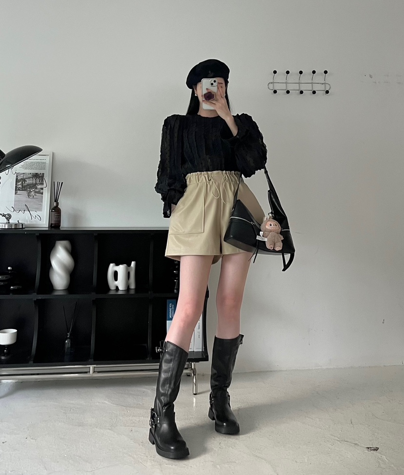 AMUSE SEOUL韓國代購㊣女士新款人氣時尚真品休閑短褲奶油色AMUSE SEOUL短褲