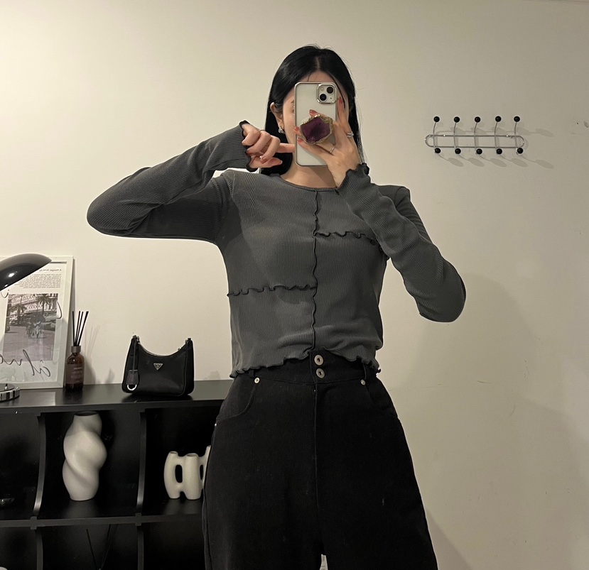 AMUSE SEOUL東大門㊣代購女裝新款職業休閑推薦25秋冬長袖T恤AMUSE SEOUL長袖T恤