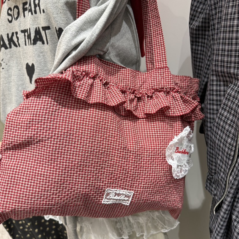 BRICKLANE東大門㊣直郵女士新品25秋冬單肩斜跨包荷葉邊格紋BRICKLANE單肩/斜跨包圖色2