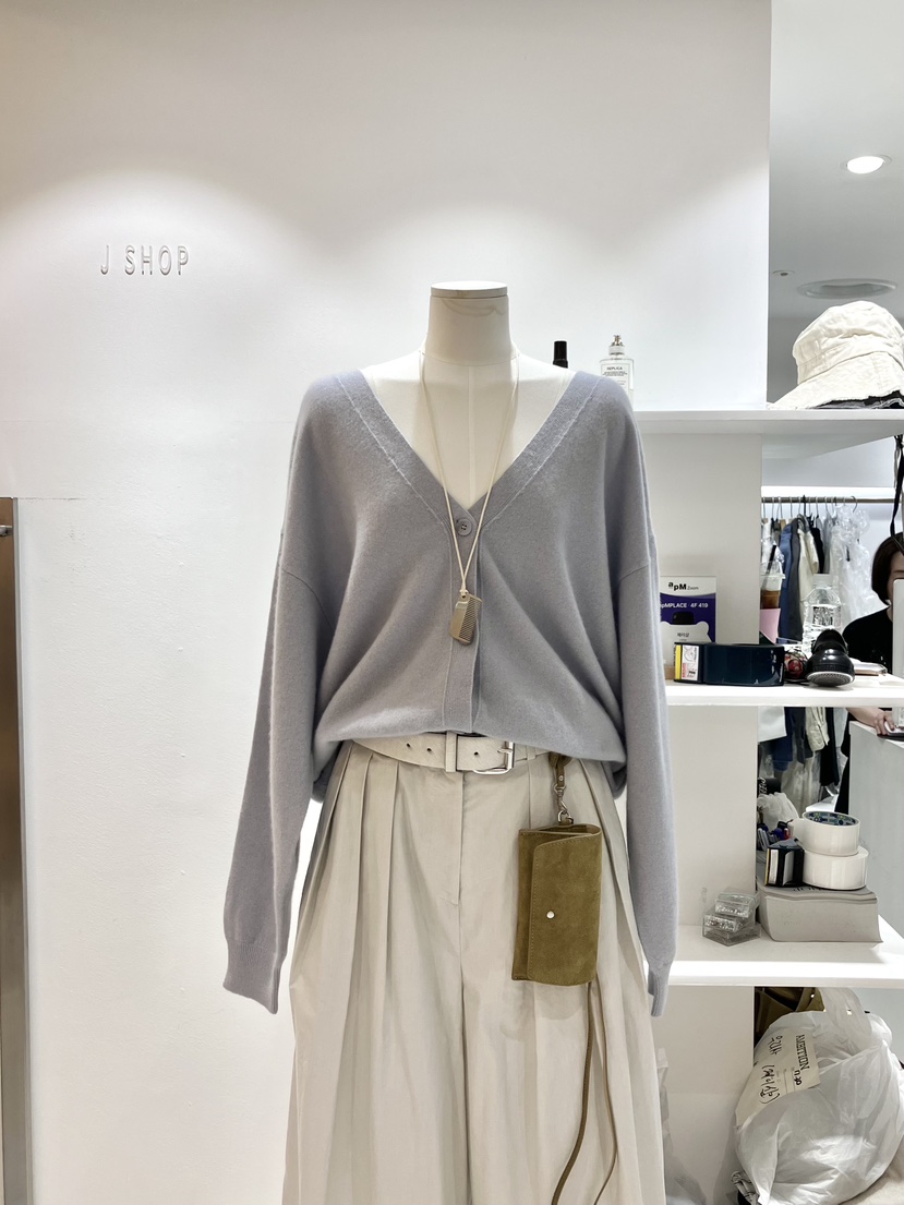 J SHOP東大門㊣代購女士新品熱賣真品休閑針織衫V領羊毛開衫J_SHOP針織衫圖色1