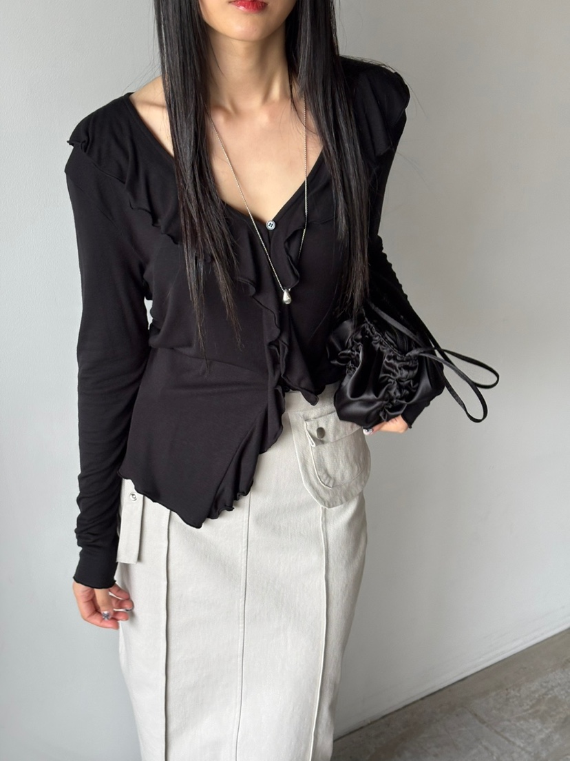 Verbena東大門㊣代購女裝新款真品人氣時尚長袖T恤荷葉邊開衫Verbena長袖T恤