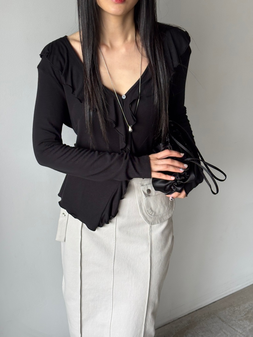 Verbena東大門㊣代購女裝新款真品人氣時尚長袖T恤荷葉邊開衫Verbena長袖T恤