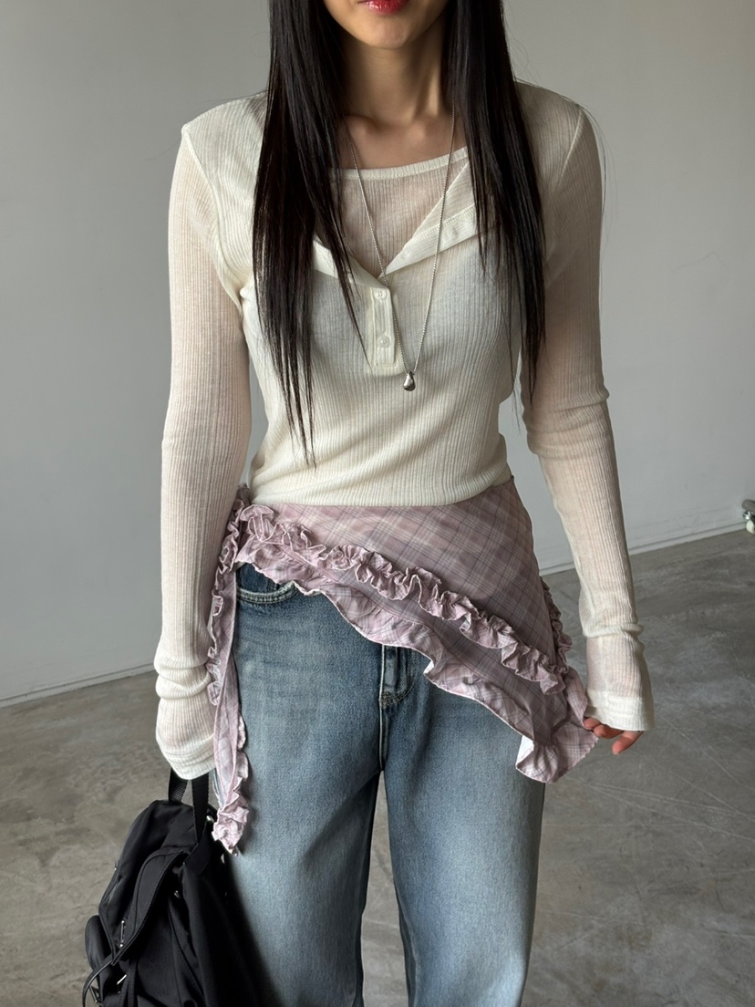 Verbena東大門㊣直郵女裝新款25秋冬職業圍巾披肩荷葉邊格紋Verbena圍巾/披肩