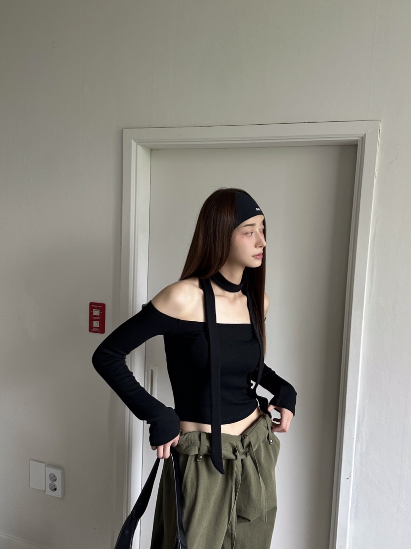 VERANDA東大門㊣代購女士新品時尚人氣休閑職業長袖T恤含脖帶VERANDA長袖T恤