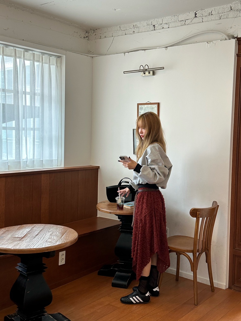 ZEROZERO韓國代購㊣女裝新品推薦半身裙中短裙不含腰帶花朵ZEROZERO半身裙/中短裙