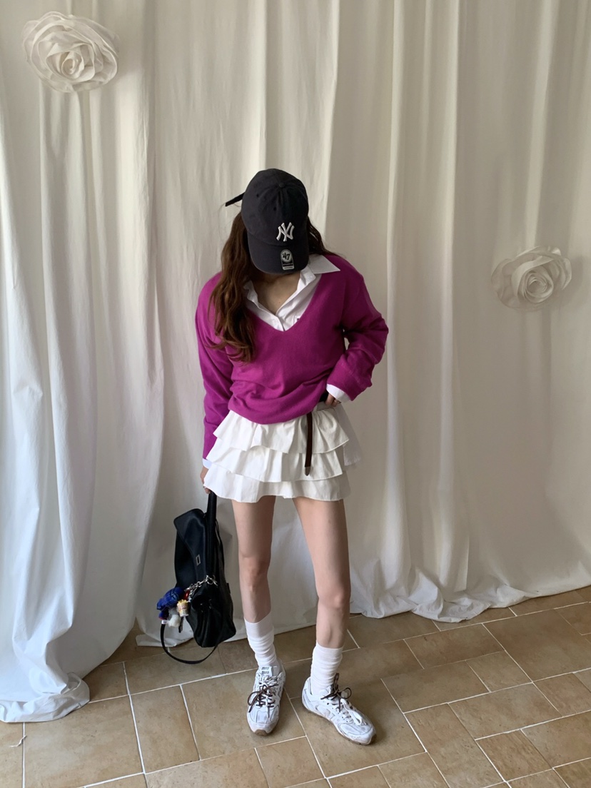 VERANDA東大門㊣直郵女士新品時尚人氣休閑25秋冬針織衫V領VERANDA針織衫