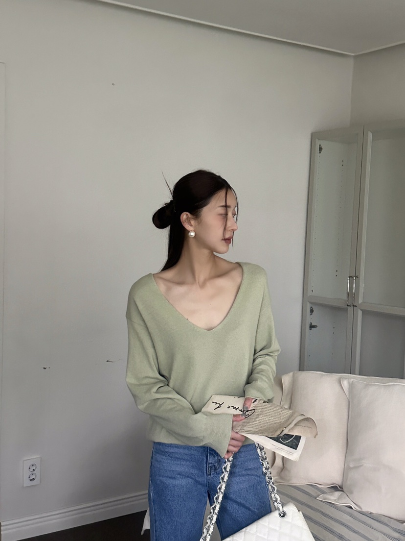 VERANDA東大門㊣直郵女士新品時尚人氣休閑25秋冬針織衫V領VERANDA針織衫