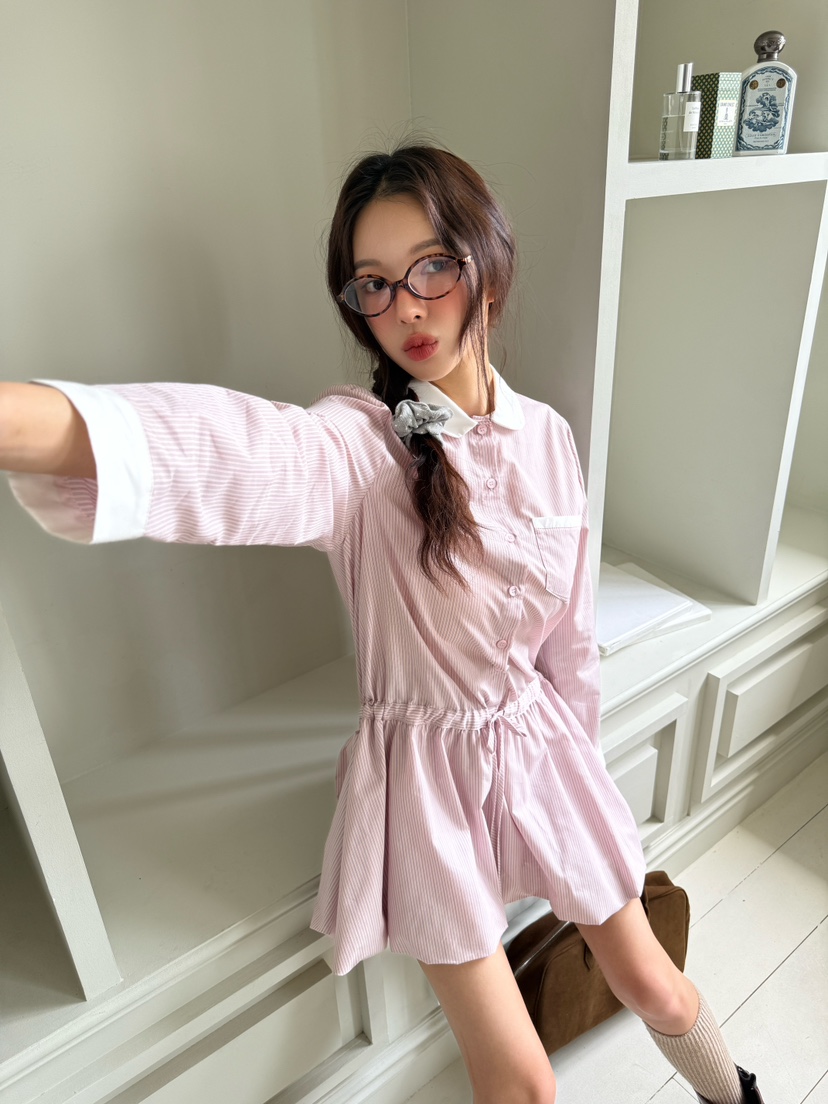 MARKE-P韓國直郵㊣女裝新品人氣25秋冬休閑時尚連衣裙條紋MARKE-P連衣裙