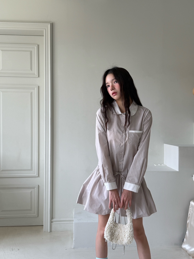 MARKE-P韓國直郵㊣女裝新品人氣25秋冬休閑時尚連衣裙條紋MARKE-P連衣裙