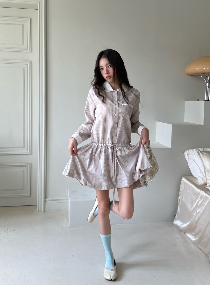 MARKE-P韓國直郵㊣女裝新品人氣25秋冬休閑時尚連衣裙條紋MARKE-P連衣裙
