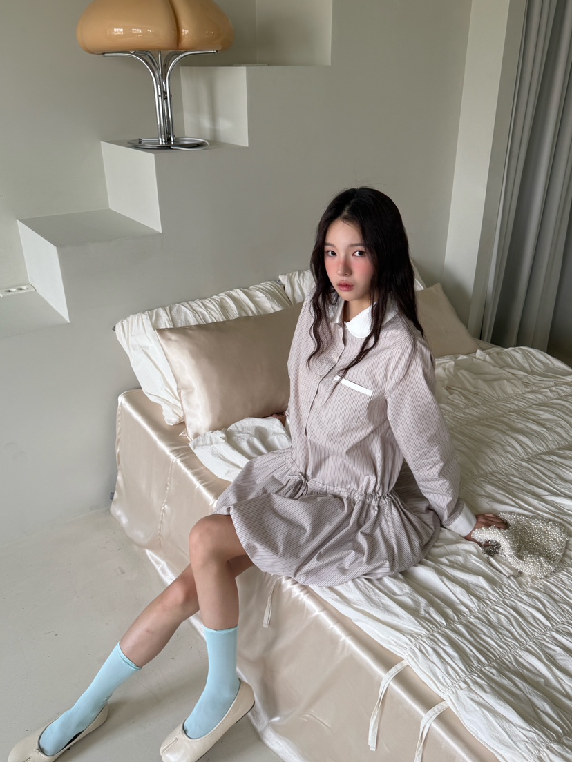 MARKE-P韓國直郵㊣女裝新品人氣25秋冬休閑時尚連衣裙條紋MARKE-P連衣裙