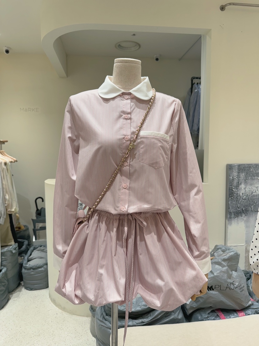 MARKE-P韓國直郵㊣女裝新品人氣25秋冬休閑時尚連衣裙條紋MARKE-P連衣裙