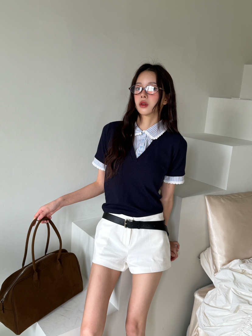 MARKE-P韓國直郵㊣女裝新款推薦熱賣時尚休閑職業人氣T恤條紋MARKE-PT恤
