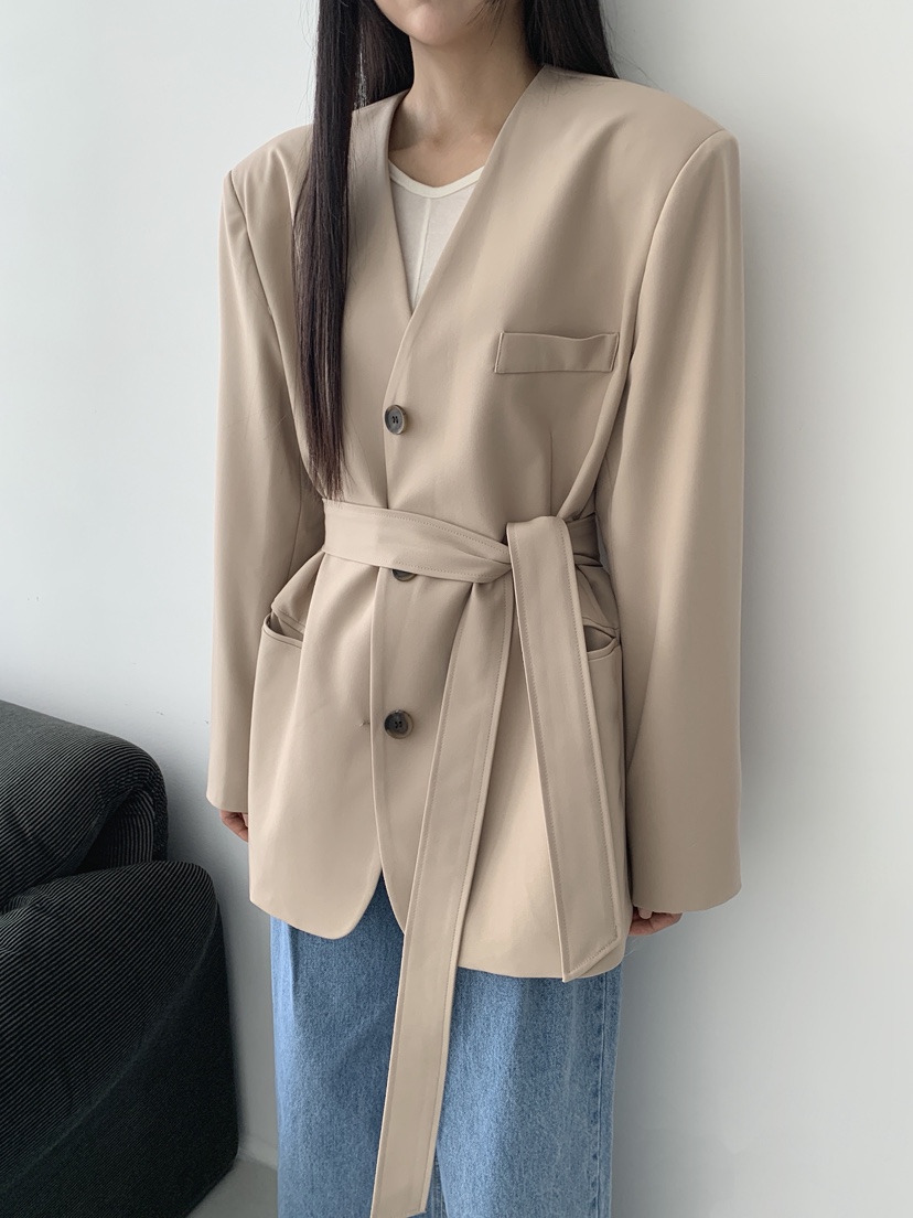 COME OPEN東大門㊣直郵女士新款職業人氣25秋冬夾克含腰帶COMP-(COME OPEN)夾克
