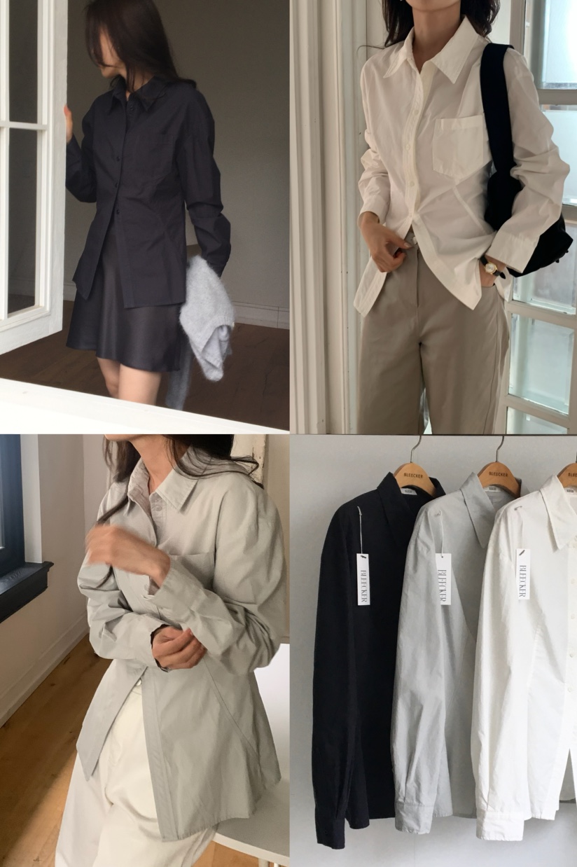 BLEECKER東大門㊣實拍女士新品人氣25秋冬真品襯衫蕾絲衫修身BLEECKER襯衫/蕾絲衫
