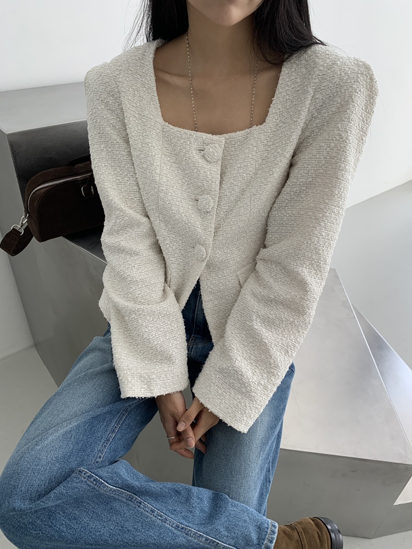 COME OPEN東大門㊣直郵女裝新品時尚真品人氣推薦夾克粗花呢COMP-(COME OPEN)夾克