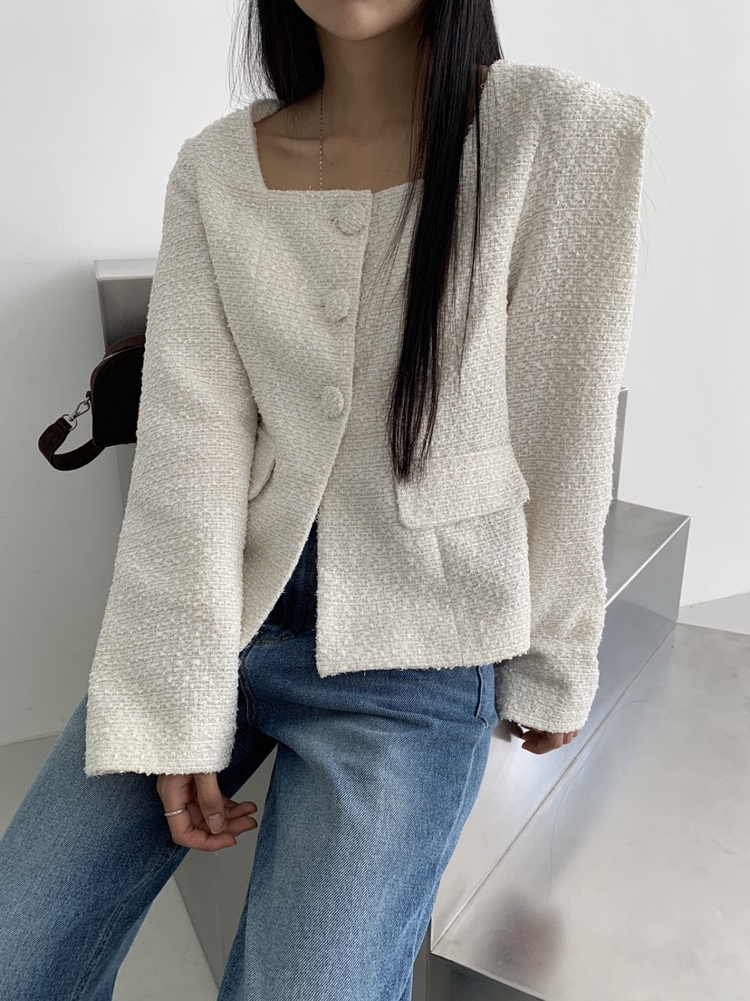 COME OPEN東大門㊣直郵女裝新品時尚真品人氣推薦夾克粗花呢COMP-(COME OPEN)夾克
