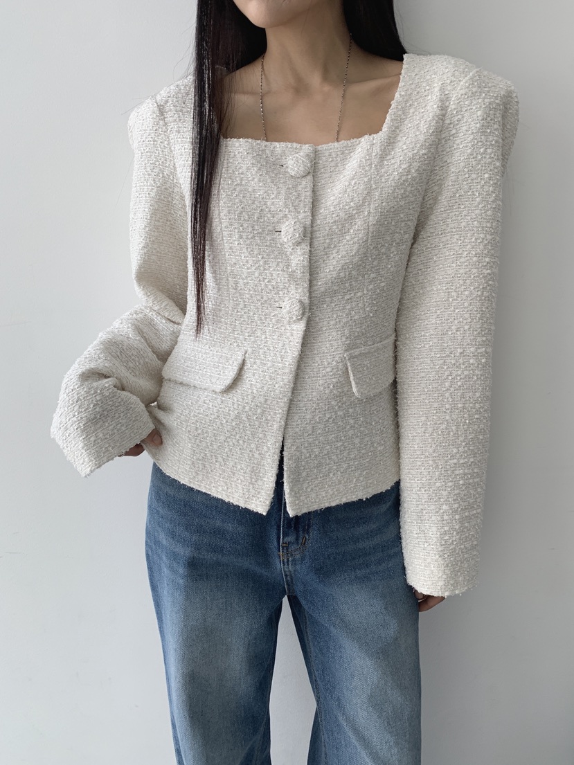 COME OPEN東大門㊣直郵女裝新品時尚真品人氣推薦夾克粗花呢COMP-(COME OPEN)夾克
