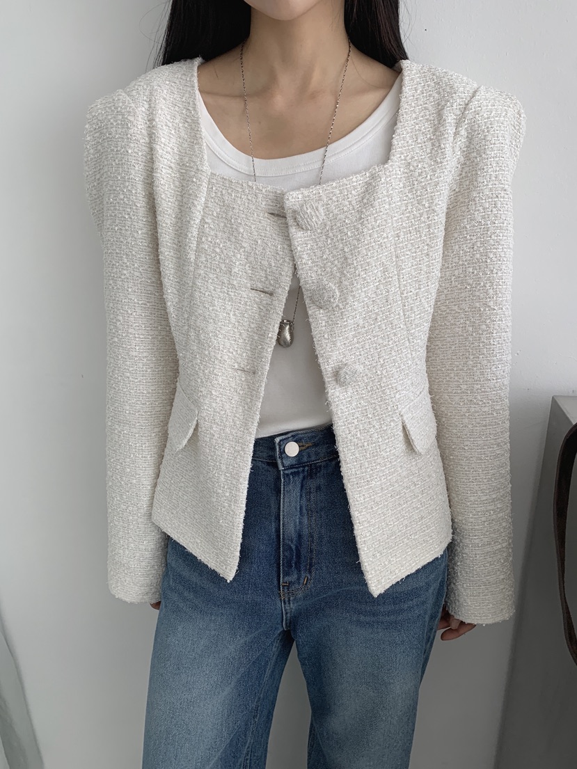 COME OPEN東大門㊣直郵女裝新品時尚真品人氣推薦夾克粗花呢COMP-(COME OPEN)夾克
