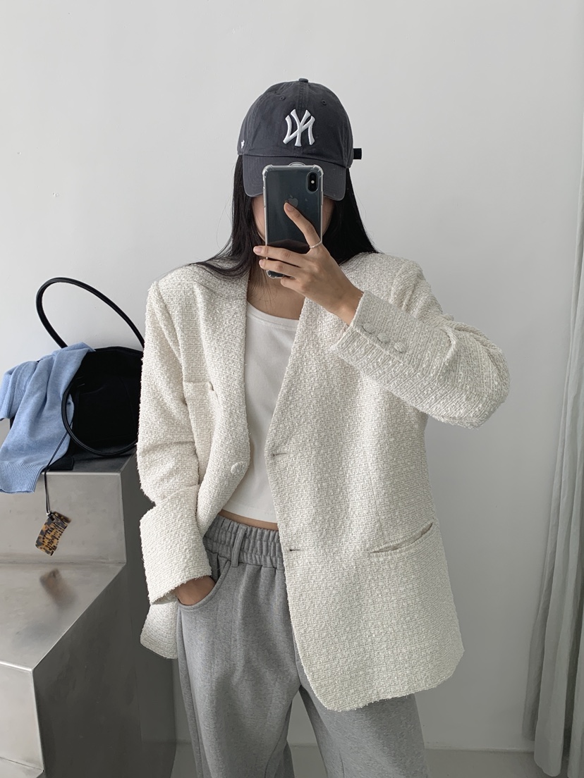 COME OPEN東大門㊣直郵女裝新款25秋冬職業推薦夾克粗花呢COMP-(COME OPEN)夾克