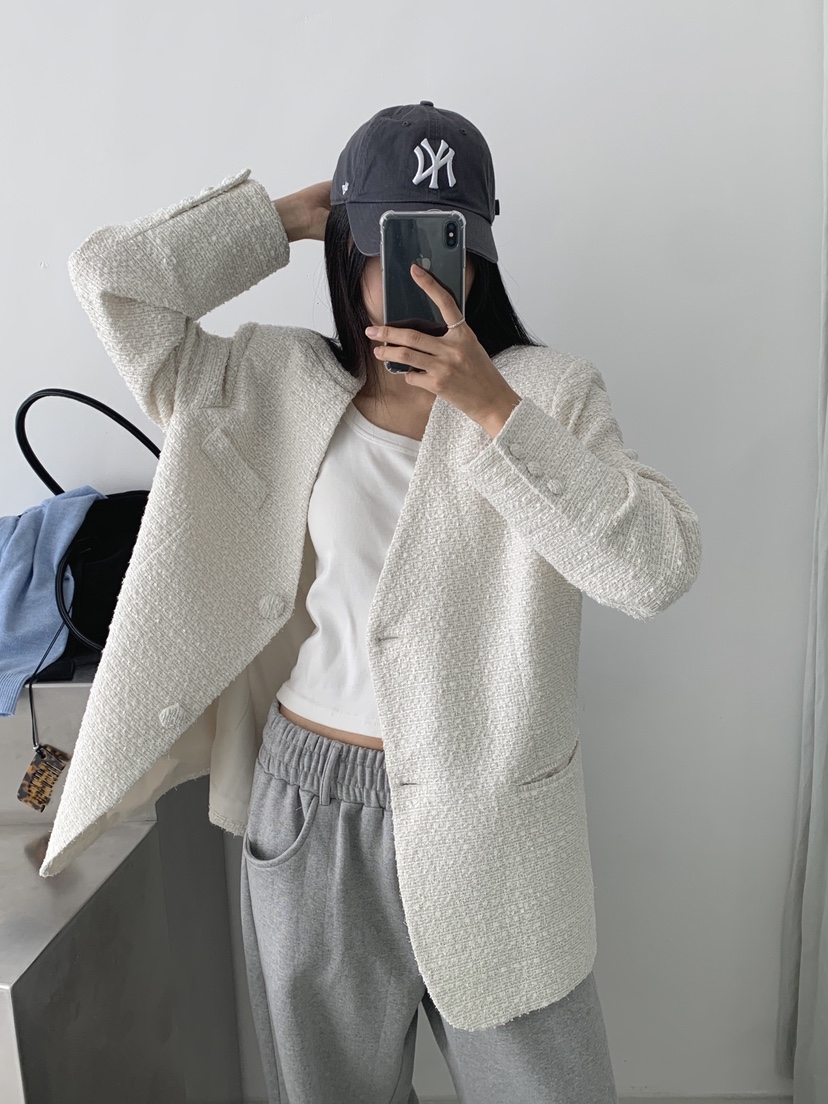 COME OPEN東大門㊣直郵女裝新款25秋冬職業推薦夾克粗花呢COMP-(COME OPEN)夾克