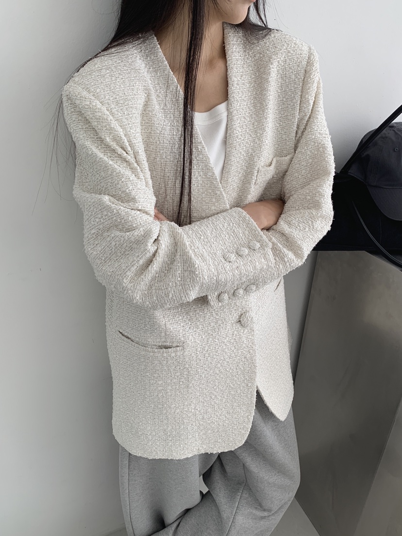 COME OPEN東大門㊣直郵女裝新款25秋冬職業推薦夾克粗花呢COMP-(COME OPEN)夾克