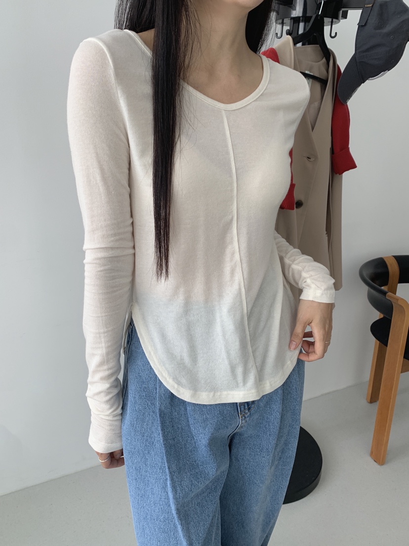 COME OPEN東大門㊣代購女士新款推薦人氣熱賣職業長袖T恤V領COMP-(COME OPEN)長袖T恤