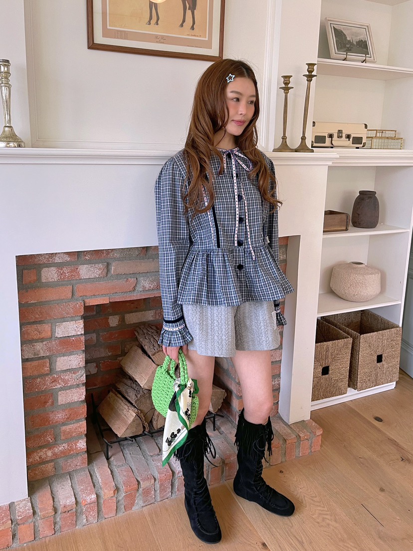 BOUTIQUE-L韓國代購㊣女裝新品25秋冬時尚職業推薦襯衫蕾絲衫BOUTIQUE-L襯衫/蕾絲衫