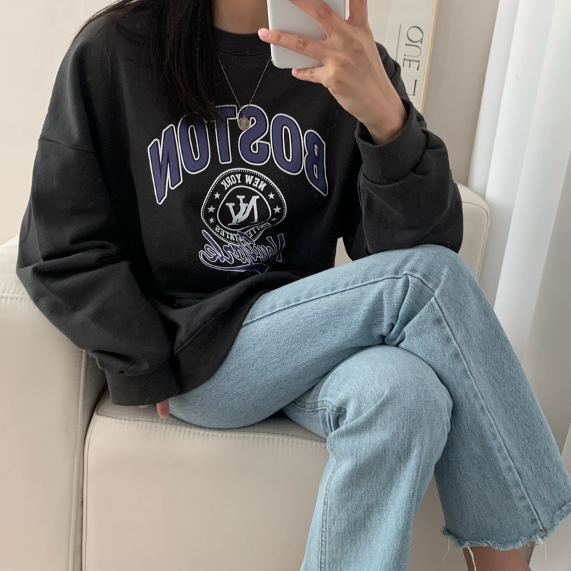 HELLO JINI韓國代購㊣女士新品休閑25秋冬熱賣職業真品衛衣HELLO JINI衛衣