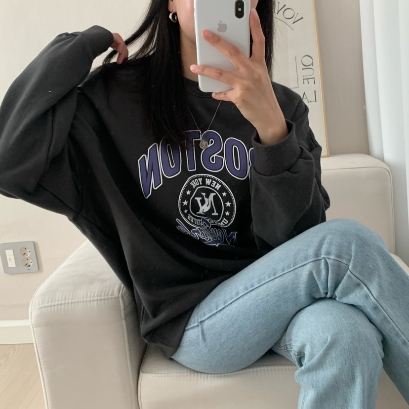 HELLO JINI韓國代購㊣女士新品休閑25秋冬熱賣職業真品衛衣HELLO JINI衛衣