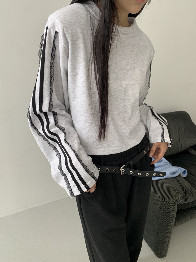 COME OPEN東大門㊣代購女裝新品真品推薦人氣長袖T恤短款蕾絲COMP-(COME OPEN)長袖T恤