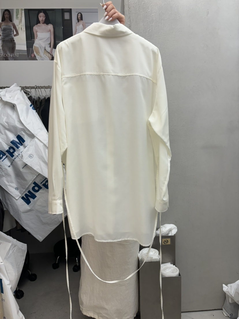 LONDON FLAT東大門㊣實拍女士新款休閑襯衫蕾絲衫含腰繩口袋LONDON FLAT襯衫/蕾絲衫