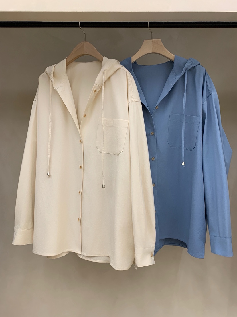 NOTHING東大門㊣代購女士新品人氣休閑職業25秋冬襯衫蕾絲衫連帽NOTHING襯衫/蕾絲衫