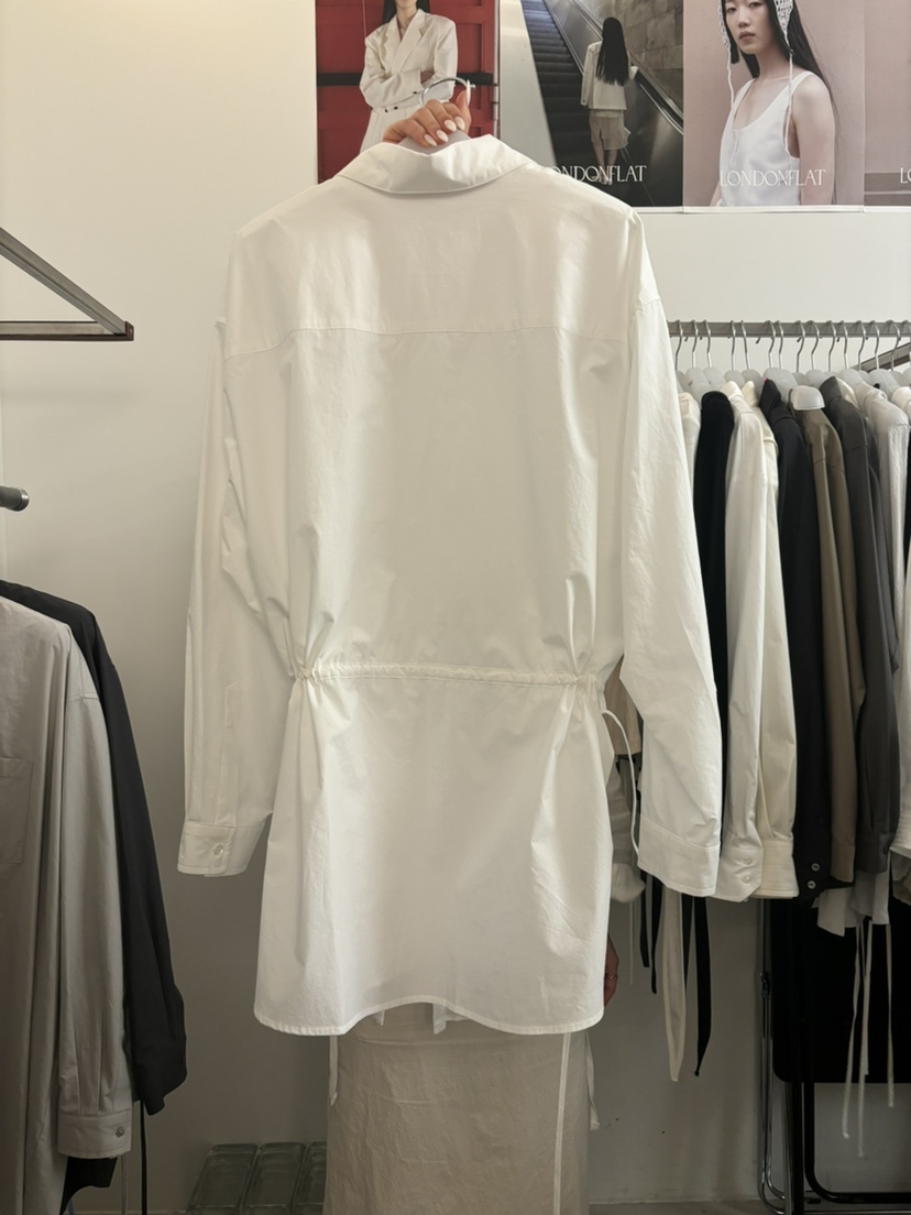 LONDON FLAT韓國直郵㊣女士新款職業襯衫蕾絲衫含腰繩刺繡LONDON FLAT襯衫/蕾絲衫