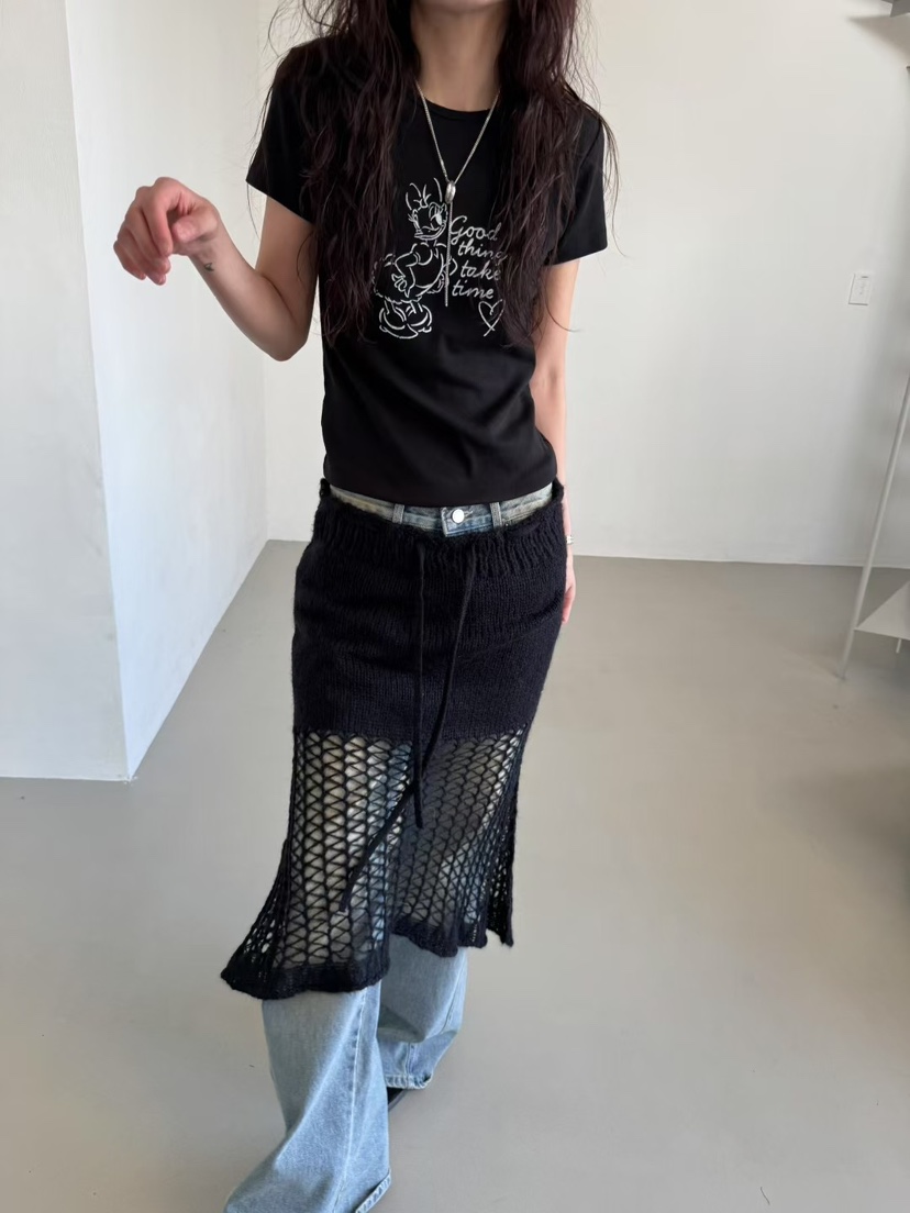 MINIMUZE韓國代購㊣女裝新款熱賣25秋冬半身裙中短裙羊駝毛MINIMUZE半身裙/中短裙