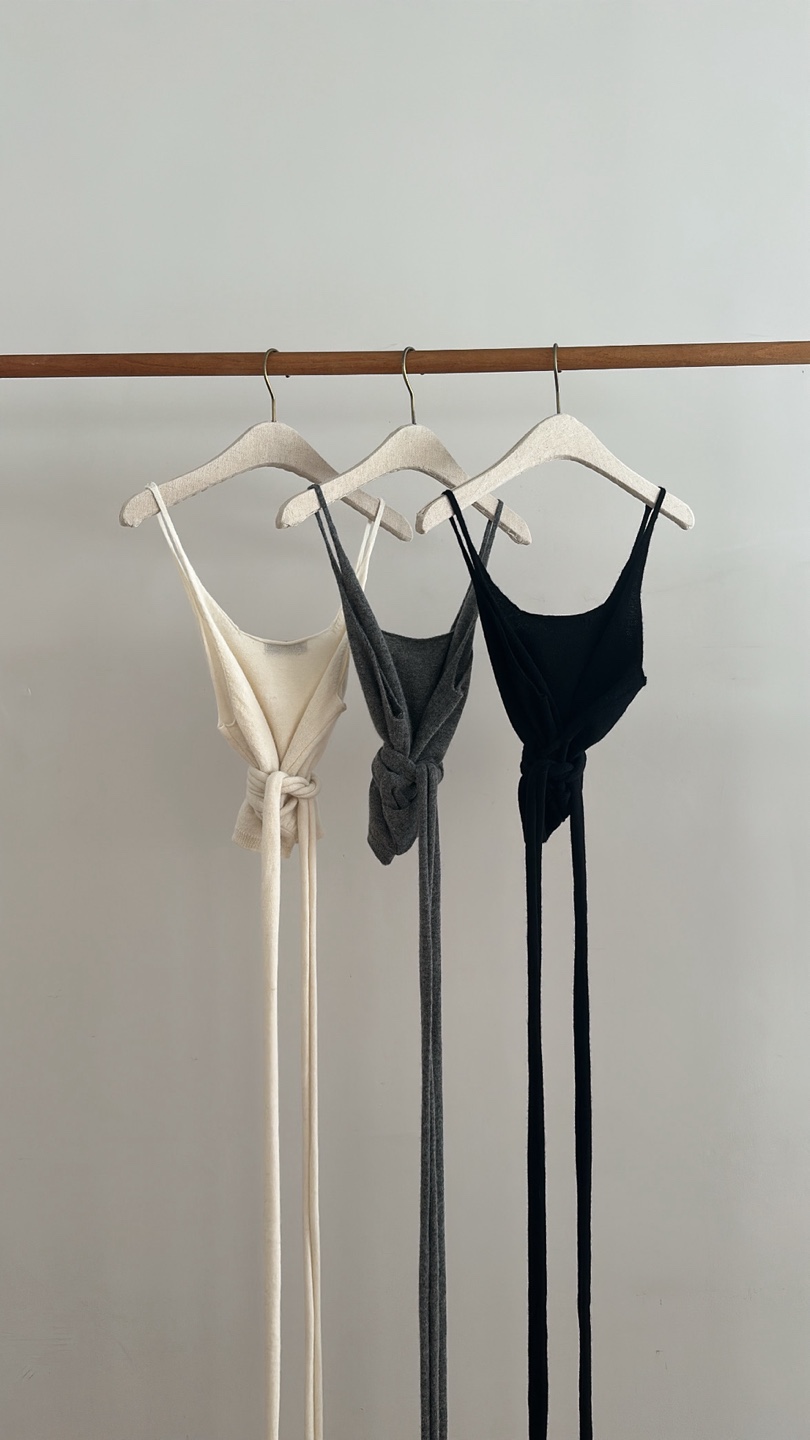 SORBET韓國直郵㊣女裝新品熱賣真品休閑吊帶背心羊駝毛緊身SORBET/flat white吊帶/背心