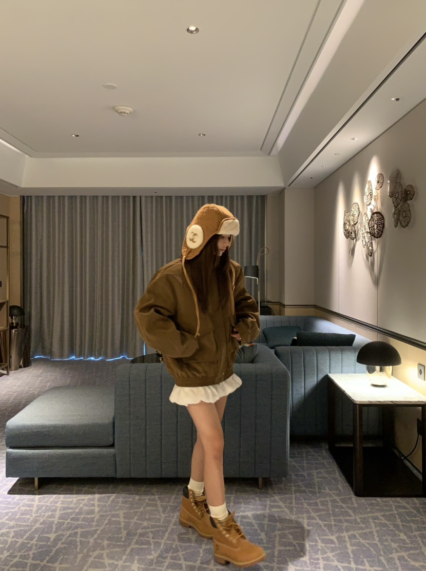VIRKIN韓國代購㊣女士新品人氣25秋冬休閑真品熱賣夾克絨面革VIRKIN夾克