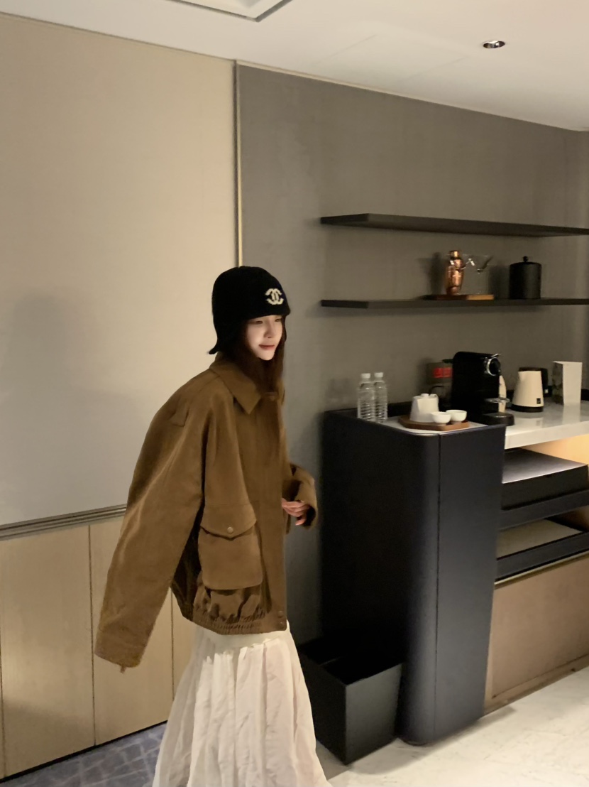 VIRKIN韓國代購㊣女士新品人氣25秋冬休閑真品熱賣夾克絨面革VIRKIN夾克