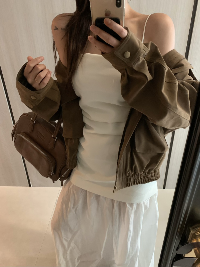 VIRKIN韓國代購㊣女士新品人氣25秋冬休閑真品熱賣夾克絨面革VIRKIN夾克