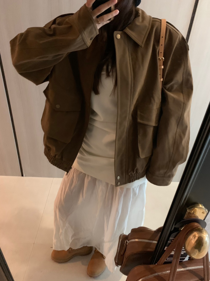 VIRKIN韓國代購㊣女士新品人氣25秋冬休閑真品熱賣夾克絨面革VIRKIN夾克